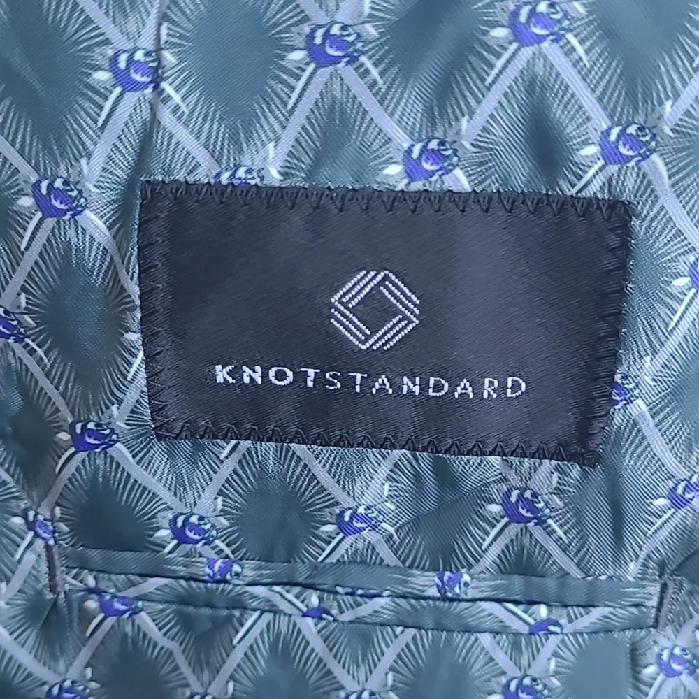 KNOT STANDARD Custom Grey‎ Weave Dormeuil Cloth Wool Sz 34 R Mens Sport Coat